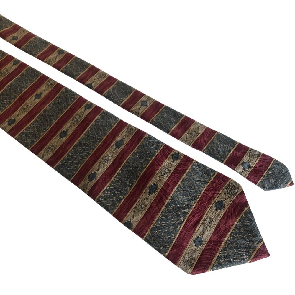 Stafford Executive Silk Striped Tie Red Blue Geometric Office Work Formal Gift